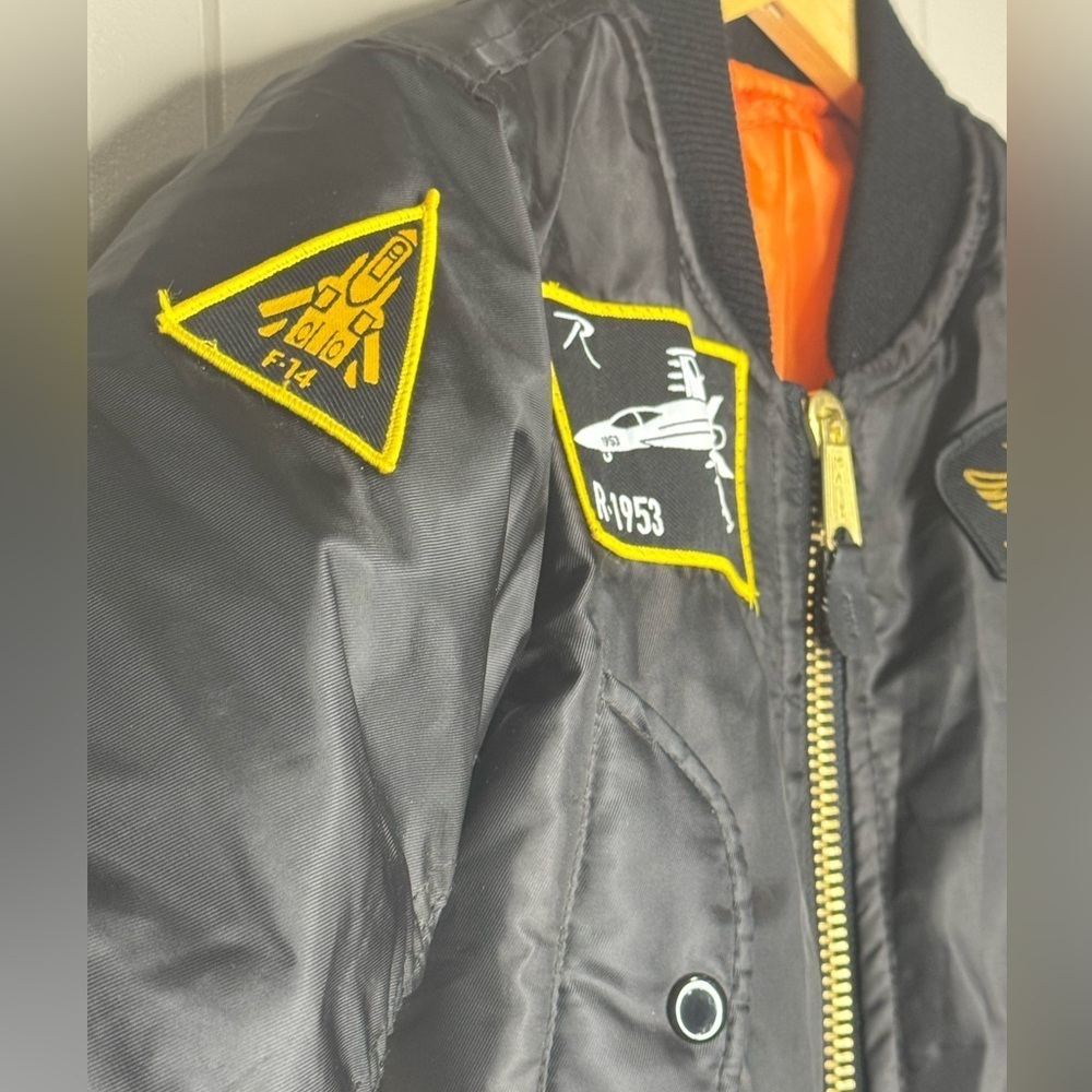 Kids Fighter Pilot Black Jacket-reversible - Picture 8 of 12